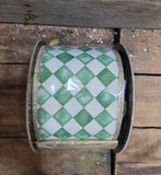 4" Green Harlequin with Gold Backing 10yd Roll