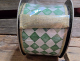 4" Green Harlequin with Gold Backing 10yd Roll