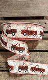 2.5" Birch wired ribbon with Red Truck