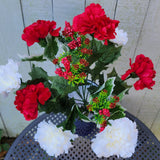 16" Silk Red and White Christmas Bush x12