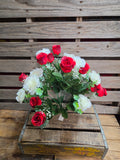 22" Red Rose and White Carnation Bush