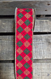 2.5" Glitter Plaid Wired Ribbon 10Yd Roll