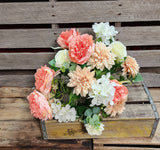 20" Silk Peach and Cream Peony Mum Hydrangea Bush x16