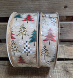 1.5" or 2.5" Wired Christmas Tree Ribbon 50 Yd Roll