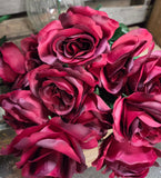 17" Silk Lillian Open Rose x 12 Heads