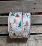 1.5" or 2.5" Wired Christmas Tree Ribbon 50 Yd Roll