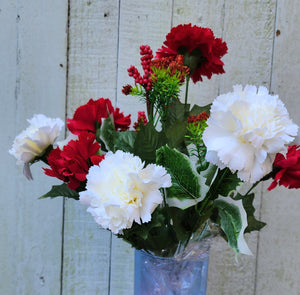 16" Silk Red and White Christmas Bush x12