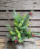 21" Glitter Mixed Artificial Christmas Greenery Bush