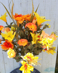 30" Silk Fall Yellow and Orange Bush x38