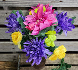 18" Silk Mum and Rannuculus Bush x 9