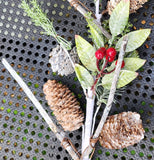 Faux Greenery, Pine Cone and Berry Stem