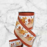 4" Fall Pumpkin Wired RIbbon