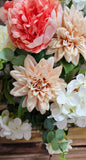 20" Silk Peach and Cream Peony Mum Hydrangea Bush x16