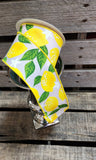 2.5" 10 yards Lemon Print on Canvas Wired Ribbon