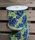 4" Blueberry Print Wired Ribbon 10yd Roll