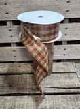 2.5" Red and Green Plaid Wired Ribbon 50yd Roll