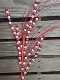 30" Red and White Ball and Grass Spray