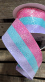 2.5" Candy Stripe Glitter Wired Ribbon