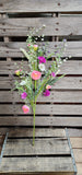 26" Handwrapped Poppy Fern Stem Purple and Pink