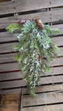 32" Flocked Mixed Pine And Pinecone Teardrop
