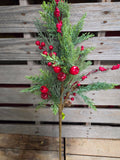 28" Mixed Pine Berry Cone Stem