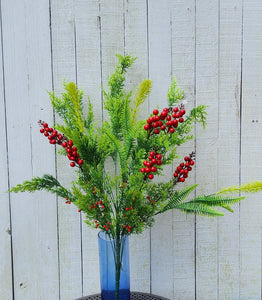 Mixed plastic greenery and berry bush