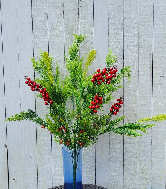 Mixed plastic greenery and berry bush