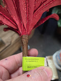 19" Wired Red Glitter Poinsettia Stem