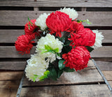 21" Red and White Football Mum Bush