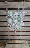 28" Flocked Pine White Berry Mixed Spray