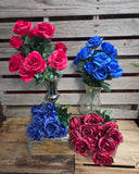 17" Silk Lillian Open Rose x 12 Heads