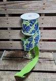 4" Blueberry Print Wired Ribbon 10yd Roll