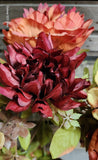 22" Jewel Tone Rust Silk Peony Hydrangea Mum Bush x5