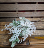 28" Flocked Pine White Berry Mixed Spray