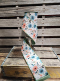 4" Peach and Blue Ribbon 10Yd Roll