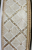 1.5" Wired Linen with Gold Glitter Pattern 50 Yd Roll