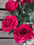 17" Silk Lillian Open Rose x 12 Heads