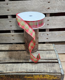 1.5" Red and Green Plaid Wired Ribbon 50 yd Roll