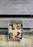 2 COLORS - 2.5" 10 yards Dog Bone Paw Print Canvas Wired Ribbon