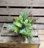 21" Glitter Mixed Artificial Christmas Greenery Bush