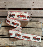 2.5" Birch wired ribbon with Red Truck