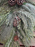 30" Flocked Mixed Pine and Pinecone Teardrop