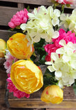 21" Silk Green and pink and Yellow Hydrangea Mum Peony Bush x18