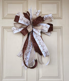 2.5" Beige and White Magnolia Wired Ribbon 50 yd Roll
