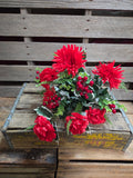 Red Carnation Mum and Berry Bush