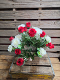 22" Red Rose and White Carnation Bush