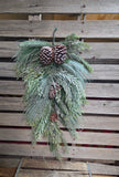 30" Flocked Mixed Pine and Pinecone Teardrop