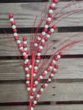 30" Red and White Ball and Grass Spray