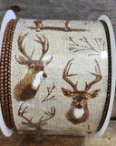 2.5" Wired Linen Deer Print Ribbon 10yd Roll