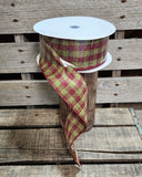 2.5" Red and Green Plaid Wired Ribbon 50yd Roll